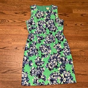 J crew beautiful green and blue floral shift dress 100% cotton.